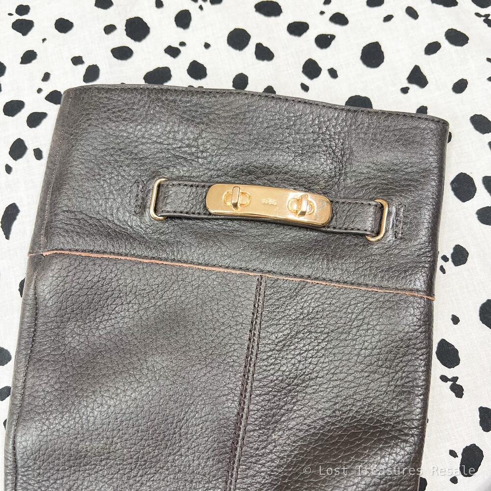 Coach | Sullivan Brown Leather Knee High Boots Gold Hardware Riding Womens 9.5 - Picture 3 of 11